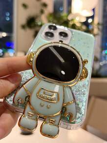 Glitter Phone Case With Astronaut Design Holder,International Version, Not The Domestic Version - Green - View 2