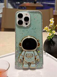 Glitter Phone Case With Astronaut Design Holder,International Version, Not The Domestic Version - Green - View 4