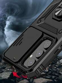 男士 iPhone 手机壳 防摔磁性手机壳 带指环支架和滑动相机盖 - 黑色 - 查看 5