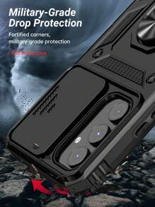 男士 iPhone 手机壳 防摔磁性手机壳 带指环支架和滑动相机盖 - 黑色 - 查看 9