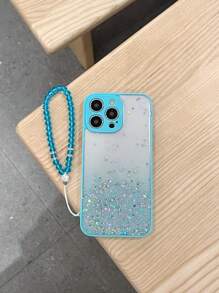 Sequin Decor Phone Case With Lanyard - Blue - View 5