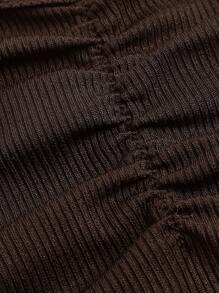 ROMWE 蕾絲拼接褶邊吊帶上衣 - 巧克力棕 - 查看 4