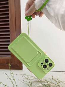 Plain Phone Case With Card Slot & Lanyard - Green - View 4
