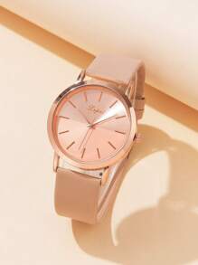 4入組女士手錶商務風格女性PU皮革石英手錶雙面盤刻度合金鏈珠寶手鐲女士手錶套裝 - 咖啡 - 查看 2