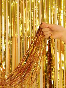 1pc Metallic Tassel Curtain, Gold Plastic Party Backdrop Decoration, For Party Decor - Gold - View 1