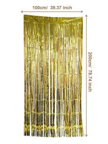 1pc Metallic Tassel Curtain, Gold Plastic Party Backdrop Decoration, For Party Decor - Gold - View 3