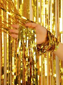 1pc Metallic Tassel Curtain, Gold Plastic Party Backdrop Decoration, For Party Decor - Gold - View 5
