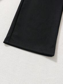 SHEIN Áo liền quần Gái Bất đối xứng Xù Đề can Tương phản Mesh màu trơn Dễ thương - màu đen - Xem 3