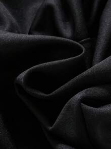 SHEIN Áo liền quần Gái Bất đối xứng Xù Đề can Tương phản Mesh màu trơn Dễ thương - màu đen - Xem 4