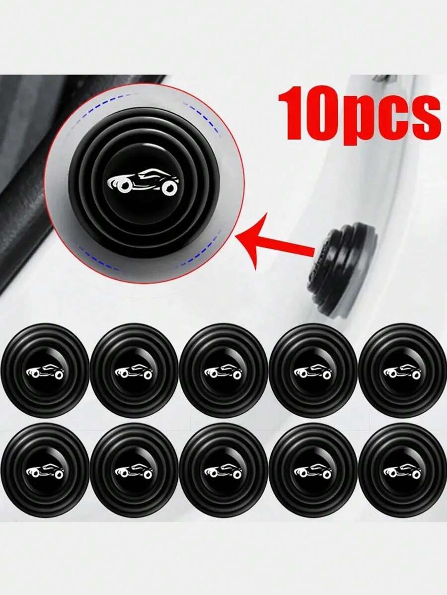10pcs Rubber Car Shockproof Gasket - Black and White - View 1