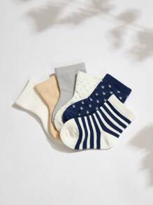 Cozy Pixies 6雙嬰兒點和條紋圖案短襪 - 彩色 - 查看 2