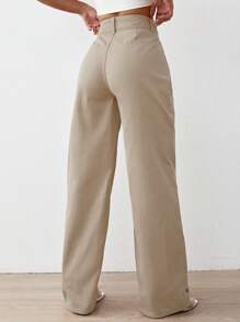 High Waist Wide Leg Jeans - Apricot - View 2