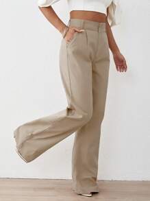 High Waist Wide Leg Jeans - Apricot - View 3
