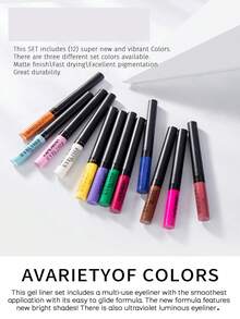 凝膠眼線筆，12 件防水霜凝膠眼線筆持久眼線筆套裝眼線筆 Y2K 化妝美容化妝品 - 01 Black - 查看 3