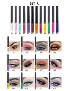 凝膠眼線筆，12 件防水霜凝膠眼線筆持久眼線筆套裝眼線筆 Y2K 化妝美容化妝品 - 01 Black - 查看 4