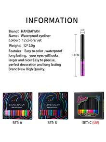 凝膠眼線筆，12 件防水霜凝膠眼線筆持久眼線筆套裝眼線筆 Y2K 化妝美容化妝品 - 01 Black - 查看 7