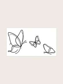 Cyan sea 1-3 Tatuajes temporales de mariposa con tinta, aptos para uso diario - Negro - Ver 3