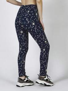 星星印花緊身打底褲 - 藏蓝色 - 查看 2