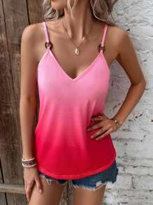 SHEIN LUNE O-ring Detail Cami Top - Pink - View 5