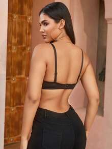 性感时尚水钻短款细肩带上衣可调节吊带紧身胸衣派对音乐节狂欢节塑身衣女式上衣 - 紅色 - 查看 2