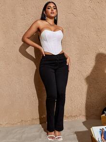 Colourful Sequin Lace Up Backless Shapewear Corset Top - White - View 5