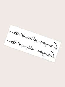 1 tờ Nhãn dán hình xăm đồ họa chữ cái - màu đen - Xem 4