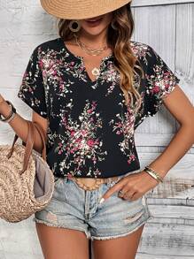 SHEIN LUNE Áo sơ mi nữ Hoa Boho - màu đen - Xem 6