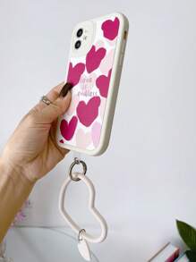 Heart Pattern Phone Case With Heart Shaped Ring Wristband - Multicolor - View 4