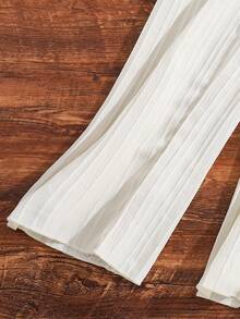 SHEIN 女孩花卉刺繡前紐扣腰帶吊帶連體褲 - 米色 - 查看 4