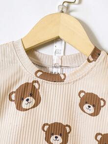 Toddler Boys Cartoon Graphic Tee & Shorts Set - Apricot - View 5