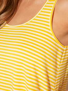 SHEIN LUNE 條紋印花高低下擺連衣裙 - 彩色 - 查看 6