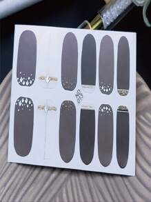 1張閃光細節美甲貼紙和 1入組指甲銼，指甲油條美甲套裝，適合女女孩 - 彩色 - 查看 3