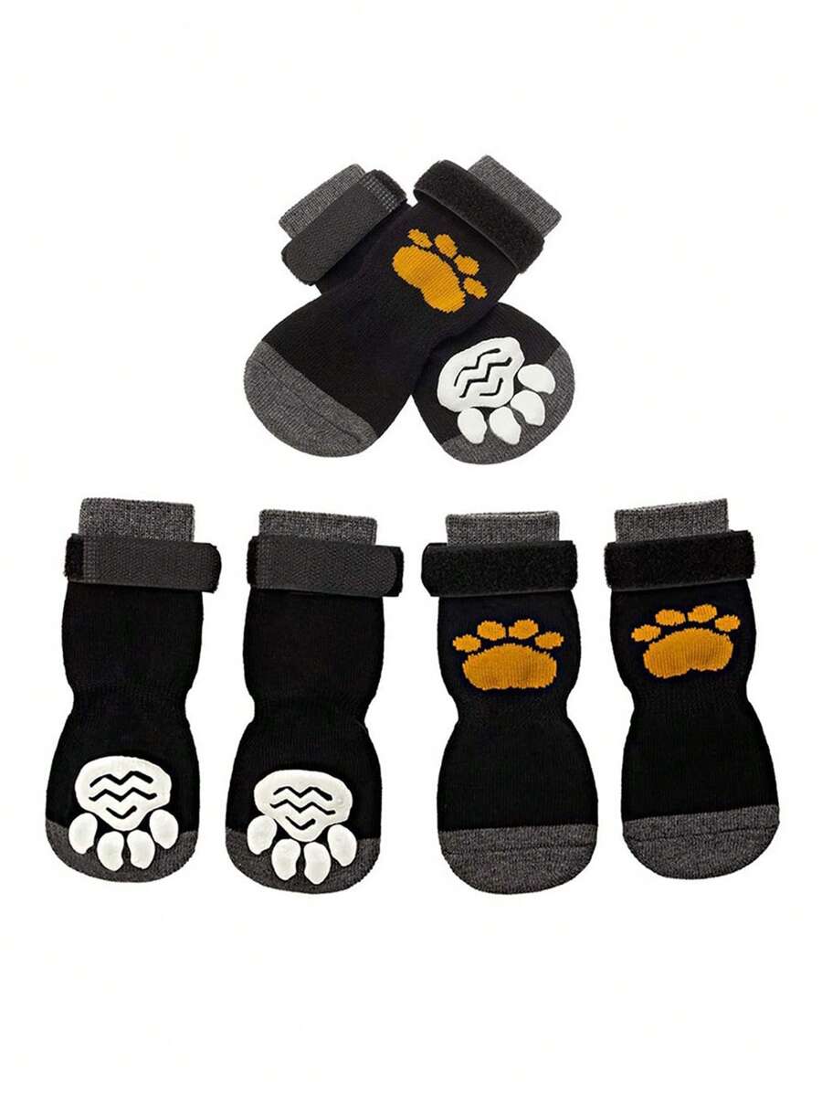 1入組爪子圖案寵物襪適用於小狗和貓 - 黑色 - 查看 1