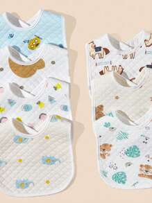 3pcs Random Baby Elephant & Tiger Pattern Bib - Multicolor - View 2