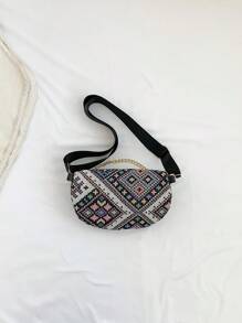 Riñonera con patrón geométrico con diseño de cadena cremallera vacación - Multicolor - Ver 2