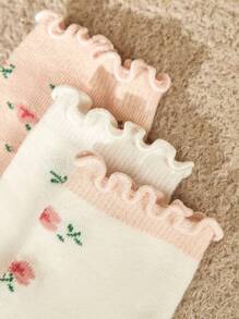 Cozy Pixies 3 đôi Vớ mắt cá chân viền diềm xếp nếp cho bé - Nhiều màu - Xem 7