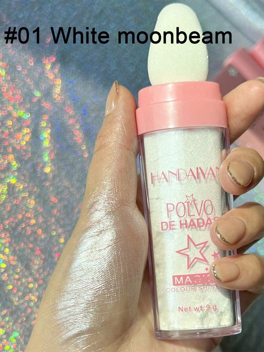 HANDAIYAN Fairy Glow Highlighter Powder, Natural Glowing Highlighter For Graduation, Birthday, Holiday, Halloween, Christmas, Makeup Party, Cosplay, Travel, Daily Makeup, Prom, Dorm, Beauty Product, Face Painting, Cosmetics, Suitable For Women, Applicable In Winter/Spring, Suitable For Birthday, Valentine's Day, Mother's Day Gifts, Carnival Party, Best Color Choice For Y2K Fancy Fashion - 白色 - 查看 1
