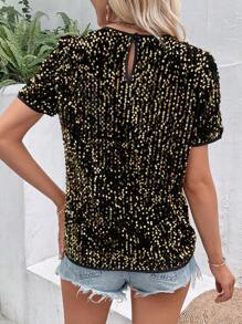 SHEIN LUNE Áo sơ mi nữ màu trơn Buổi tiệc - Vàng - Xem 2