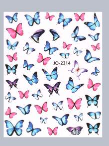 2sheets Sapphire Pink Butterfly Pattern Nail Art Sticker, Quick, Easy Nail Art Decals - Multicolor - View 6