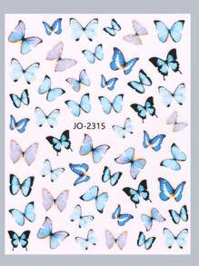 2sheets Sapphire Pink Butterfly Pattern Nail Art Sticker, Quick, Easy Nail Art Decals - Multicolor - View 8