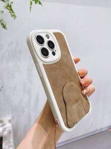 紋理質感手機殼附帶繩子和磁性支架 - 卡其色 - 查看 9