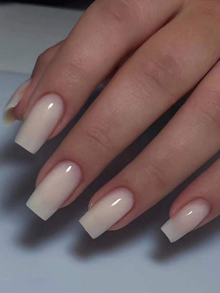 24pcs Short Square Plain Fake Nail & 1pc Nail File & 1sheet Tape Press On Nails Manicure Kit Nail Supplies - Multicolor - View 1