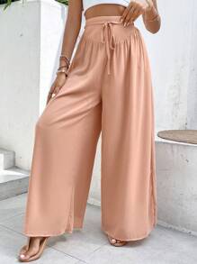 Breezaya Tie Waist Wide Leg Pants