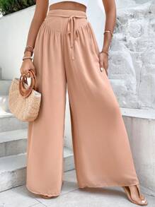 Breezaya Tie Waist Wide Leg Pants
