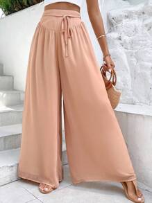 Breezaya Tie Waist Wide Leg Pants