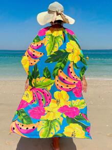熱帶圖案蝙蝠袖罩衫 - 彩色 - 查看 2