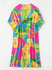 熱帶圖案蝙蝠袖罩衫 - 彩色 - 查看 6
