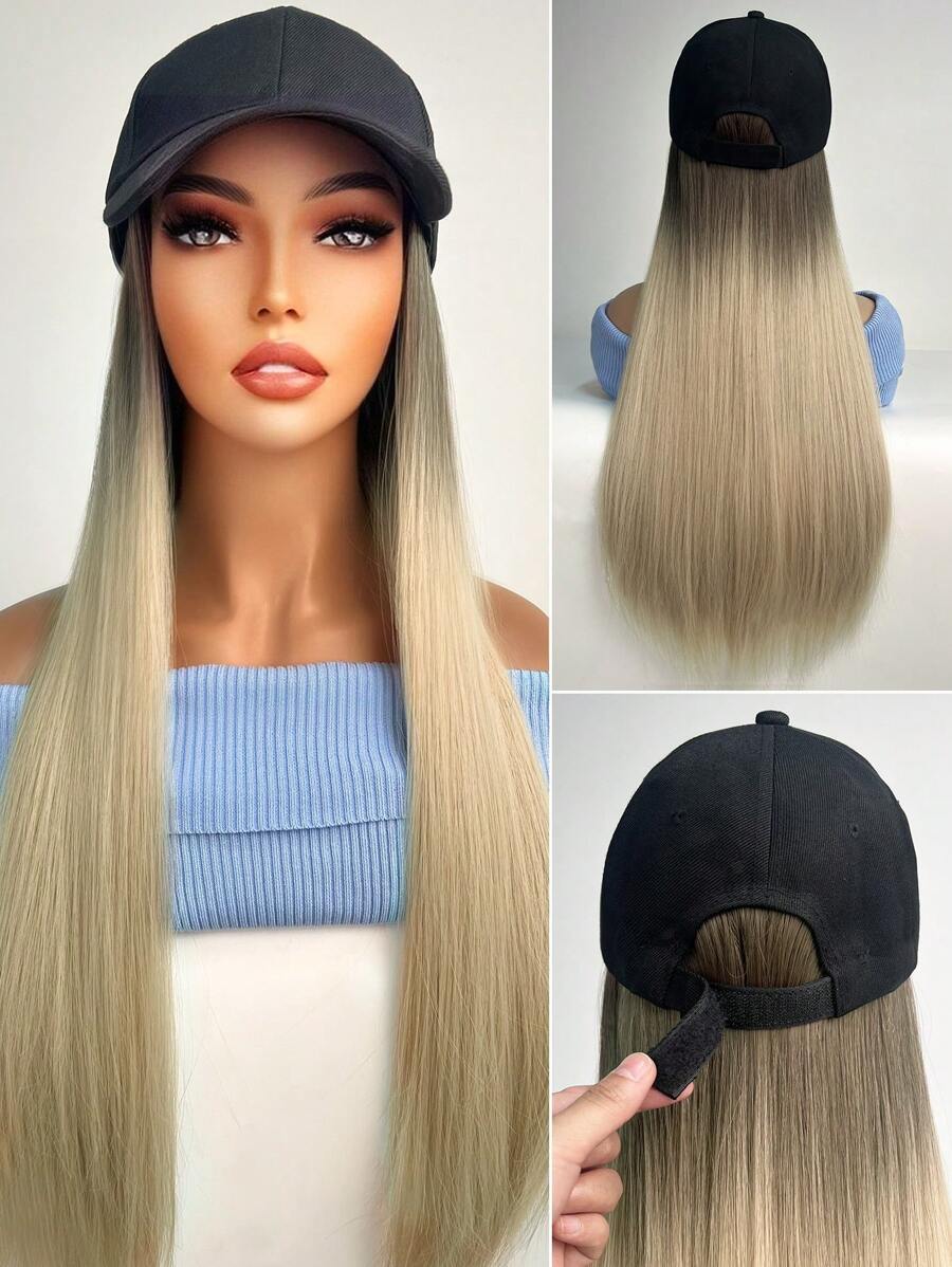 Tóc giả tổng hợp dài thẳng có mũ - Ombre - Xem 1