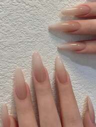 24本のロングアーモンドグラデーションフェイクネイル、テープ1枚、ネイルファイル1枚のセット、クラシックなプレスオンネイルキット、ネイル用品 偽ネイル 偽爪 フェイクネイル つけ爪