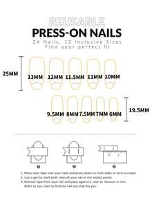 24pcs/set Coffin Shape 5 Colors Wide French Wearable False Nails With 1pc Jelly Sticker And 1pc Nail File For Summer - Baby Pink - View 5